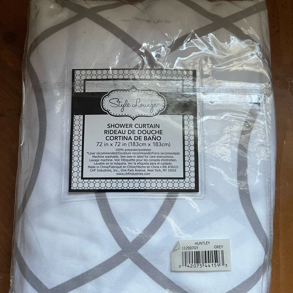 Geometric White and Gray Shower Curtain